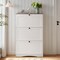 Warm White-Walnut Particleboard Shoe Cabinet with 3 Flip Drawers and Anti-Tip Kit